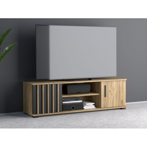 TV skrinka drevená 140 cm, s policou a dvierkami