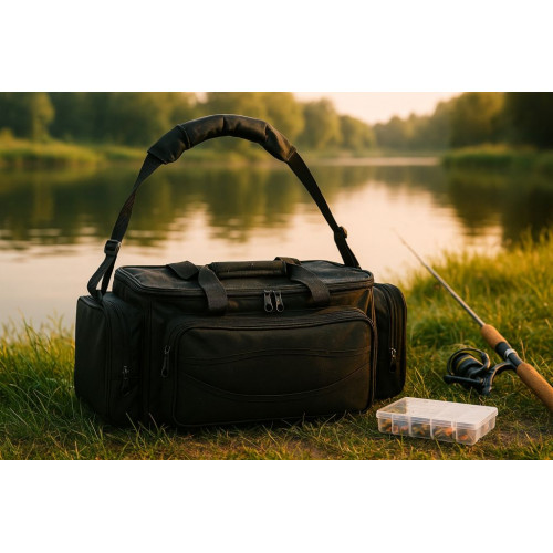 Vodotesná rybárska taška, čierna, 56 × 31 × 30 cm, polyester