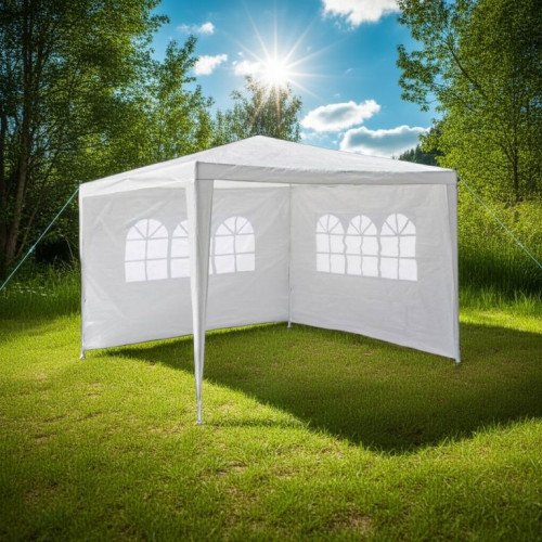 Záhradný párty stan - biely 3 x 3 m + 2 bočné steny