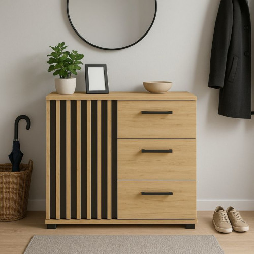 Loftová komoda 80 cm so zásuvkami a úchytkami