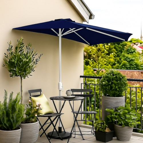 Polkruhový záhradný slnečník - tmavo modrý - 2,7 m