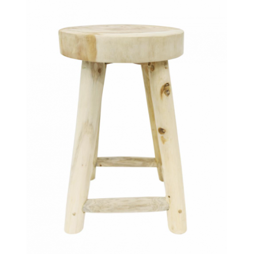 VAGOS okrúhla stolička z teakového dreva, 46 cm, prírodné