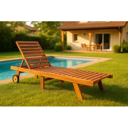 Polohovateľné lehátko z teakového dreva DIVERO