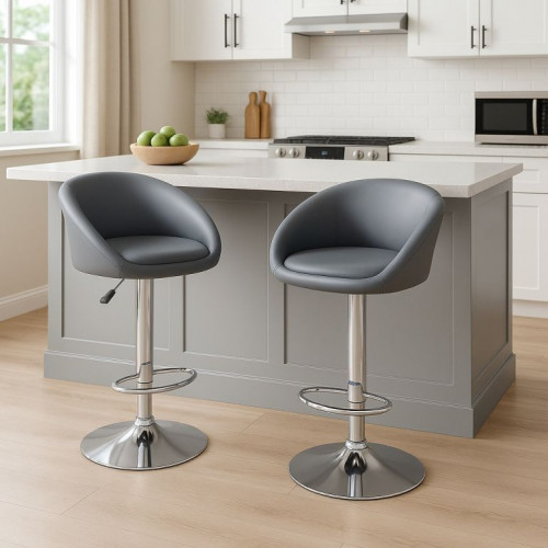 Sada 2 barových stoličiek antracit, výškovo nastaviteľné