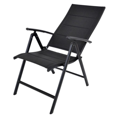 Záhradné polohovacie kreslo čierne hliníkové skladacie