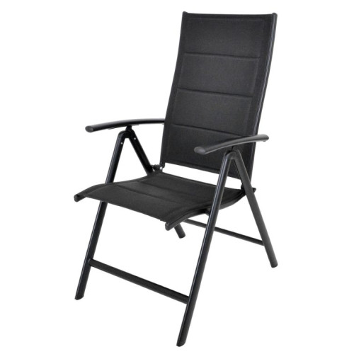 Záhradné polohovacie kreslo čierne hliníkové skladacie