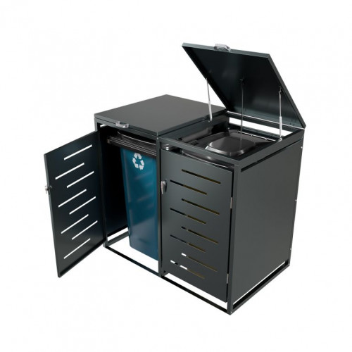 Kovový prístrešok pre 2 popolnice, antracit, 132×116×80 cm