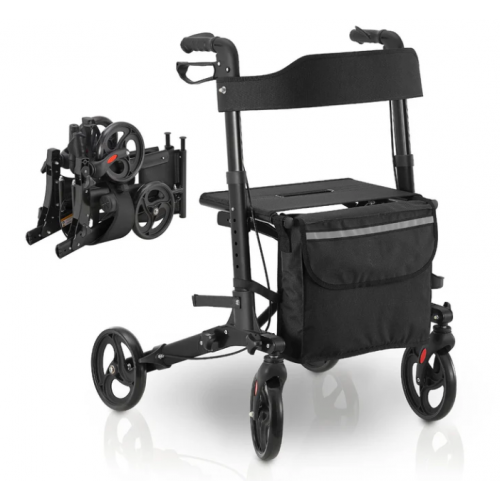 Skladacie hliníkové chodítko Vital, sedadlo a nákupnou taška