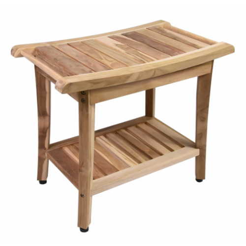 Kúpeľňová stolička DIVERO SECO s policou, teakové drevo