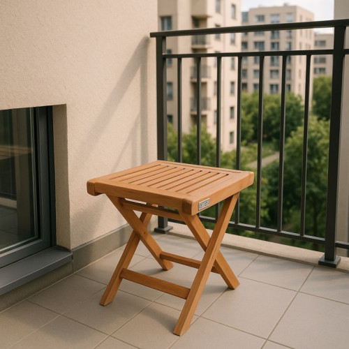 Skladacia stolička z teakového dreva prírodný dizajn 43 cm