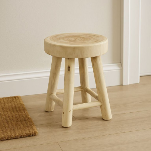 VAGOS okrúhla stolička z teakového dreva, 46 cm, prírodné