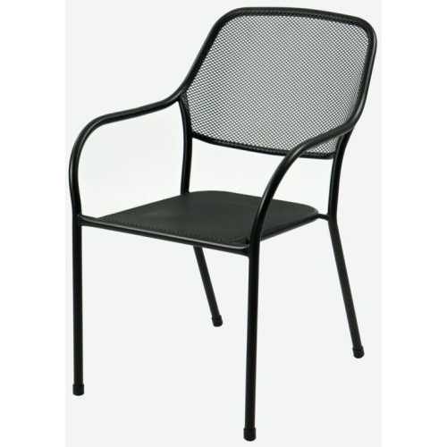 Kovové záhradné kreslo čierne, stohovateľné, 55x66x84 cm