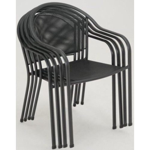 Stohovateľné záhradné kreslo z kovu, čierne, tahokov