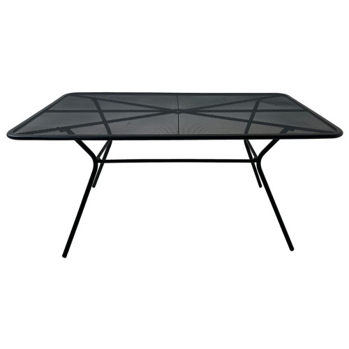 Čierny kovový záhradný stôl 160x90 cm, mriežkovaná doska