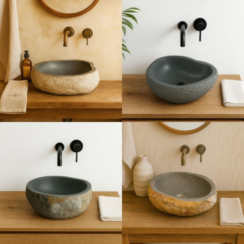 Umývadlo z prírodného riečneho kameňa The Lavabo Cut - malé