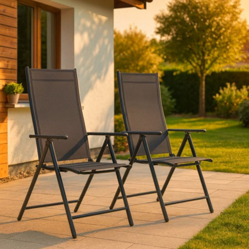 Skladacia záhradná stolička Calena 2 ks, antracit, polohovac