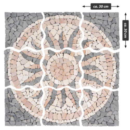 Mramorová mozaika, motív „Slnko“, 90 × 90 cm