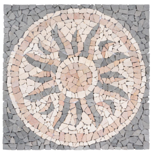 Mramorová mozaika, motív „Slnko“, 90 × 90 cm