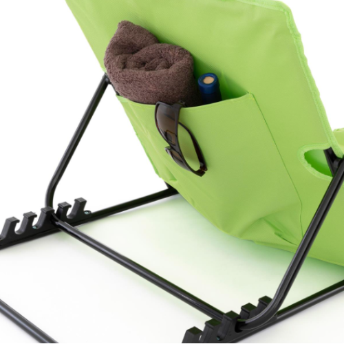 Polstrovaná plážová podložka s operadlom, zelená,skladateľne