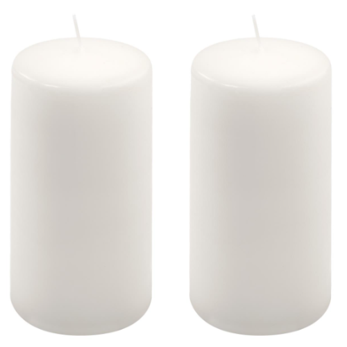 Biela parafínová sviečka 15 cm, doba horenia 65 hodín, 2 ks