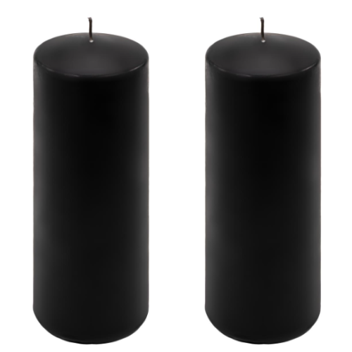 Čierna parafínová sviečka 20 cm, doba horenia 80 hodín, 2 ks