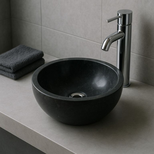Kamenné umývadlo Gemma 501 leštený mramor Ø40 cm, black