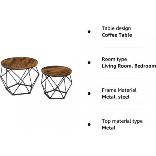 Sada 2 konferenčných stolíkov v priemyselnom štýle, hnedy