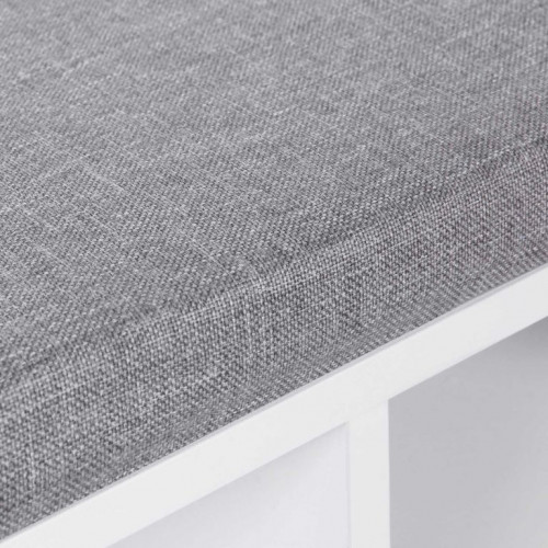 Skriňa na topánky s lavicou a vankúšom, biela, 104×30×48 cm