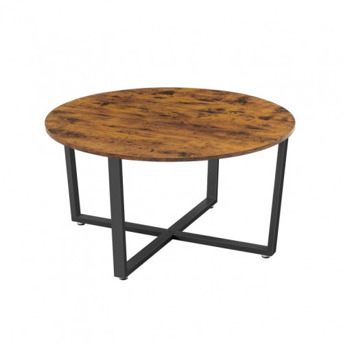 VASAGLE okrúhly konferenčný stolík, rustikálna hnedá/čierna