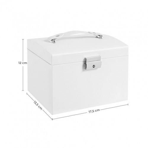 Šperkovnica so zrkadlom, uzamykacia, 3 poschodia, biela