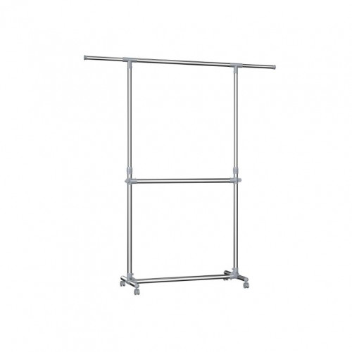 Dvojitý vešiak na odevy na kolieskach, výška 113–198 cm