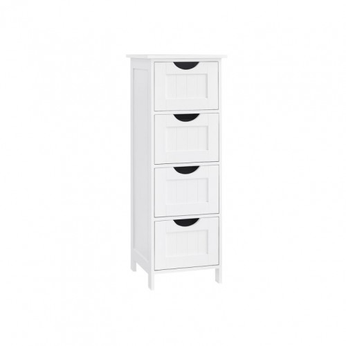 VASAGLE kúpeľňová skrinka so 4 zásuvkami, biela 30×30×82 cm