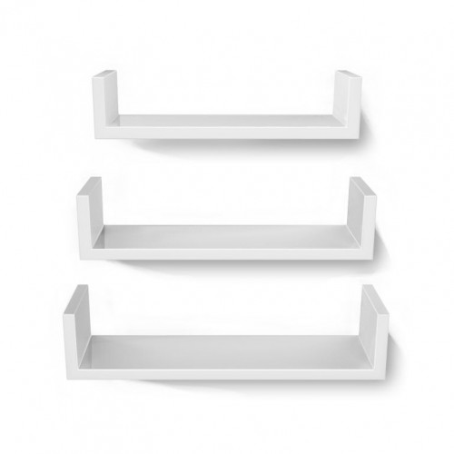 Sada 3 bielych nástenných políc SONGMICS, vysoký lesk
