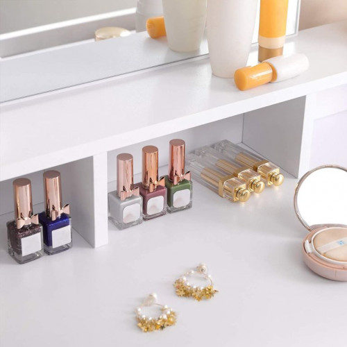 Toaletný stolík VASAGLE s veľkým zrkadlom, biely, 2 zásuvky