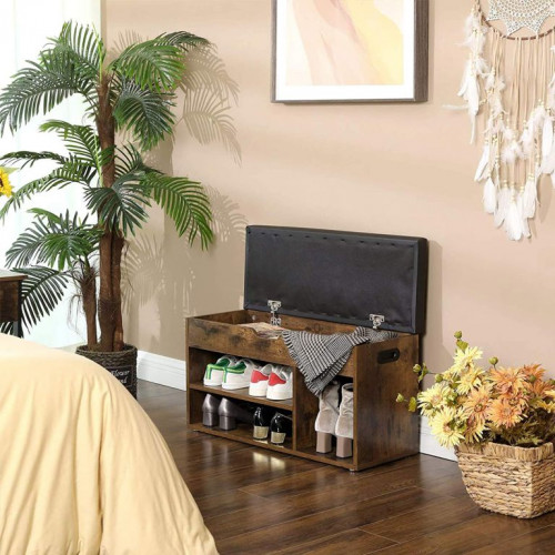 VASAGLE botník s lavicou, hnedý, 80×30×44 cm
