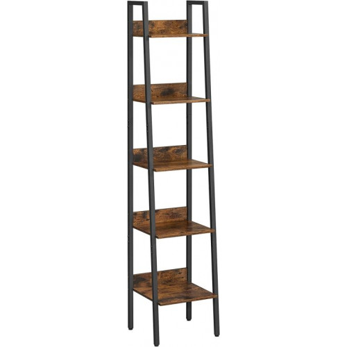 Úzka knižnica VASAGLE 5 políc, rustikálna hnedá / čierna