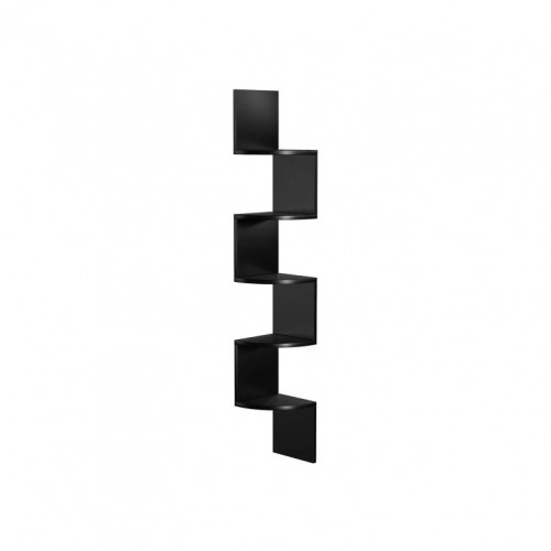 VASAGLE rohová polica, 5 políc, čierne drevo, 20x127,5 cm