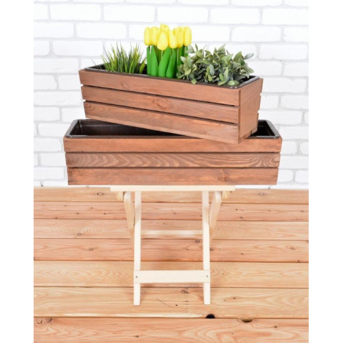 Drevený truhlík s plastovou vložkou 51 cm hnedý borovicový