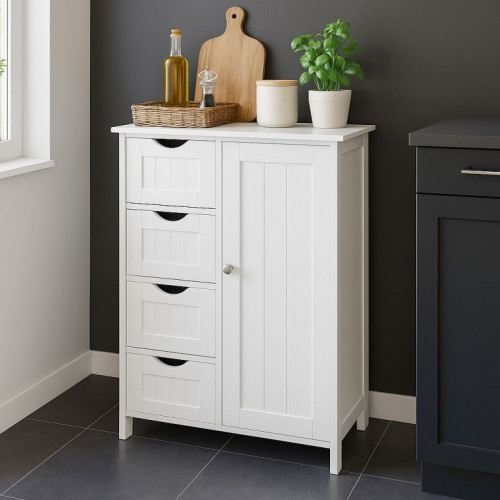 Biela univerzálna skrinka so 4 zásuvkami, 55 x 30 x 81 cm