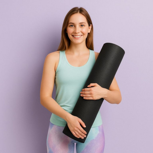 Fitness podložka na jogu, 190 × 100 × 0,6 cm, čierná