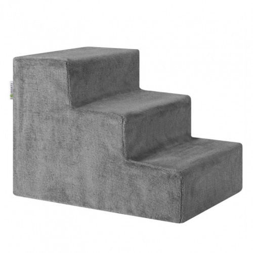 Sivé schody pre psov a mačky, 3 schody, mäkký plyš