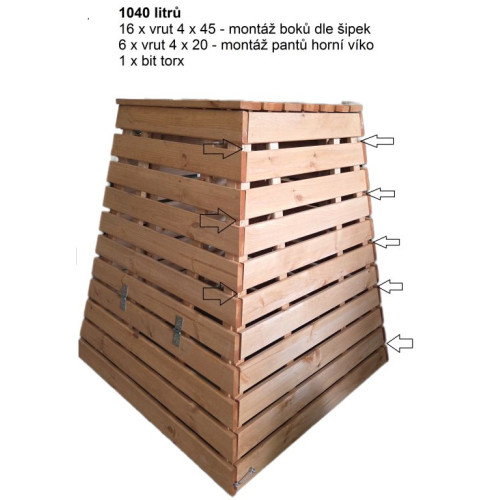 Drevený kompostér 1040 L pyramída - česká výroba