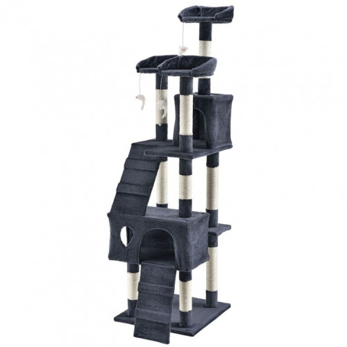 Mačacie škrabadlo 170 cm s pelieškami, domčekmi a stĺpikmi