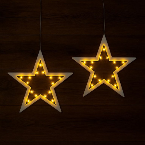 NEXOS Sada vianočných hviezd 20 LED, teplá biela, 2 ks