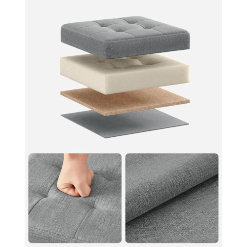 Skladací taburet s úložným priestorom 30×30 cm – svetlo šedý