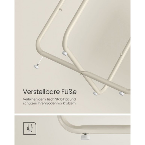 Okrúhly stolík s látkovým košom, 45x50 cm, krémovo biely