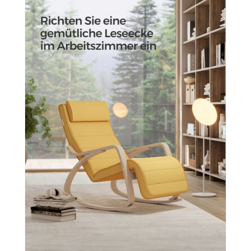 Hojdacia stolička s opierkou na nohy a vankúšom, žltá