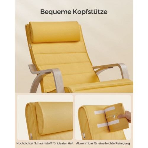 Hojdacia stolička s opierkou na nohy a vankúšom, žltá