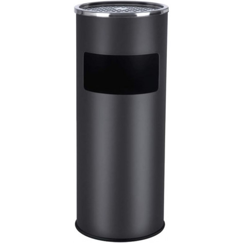 Kovový odpadkový kôš s popolníkom, objem 30 l, čierny, nerez