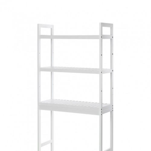 Bambusová a oceľová polica, 3 poschodia, biela, 63×26×170 cm